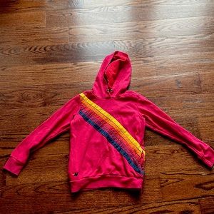 Aviator nation, sweatshirt, pink with rainbow stripes